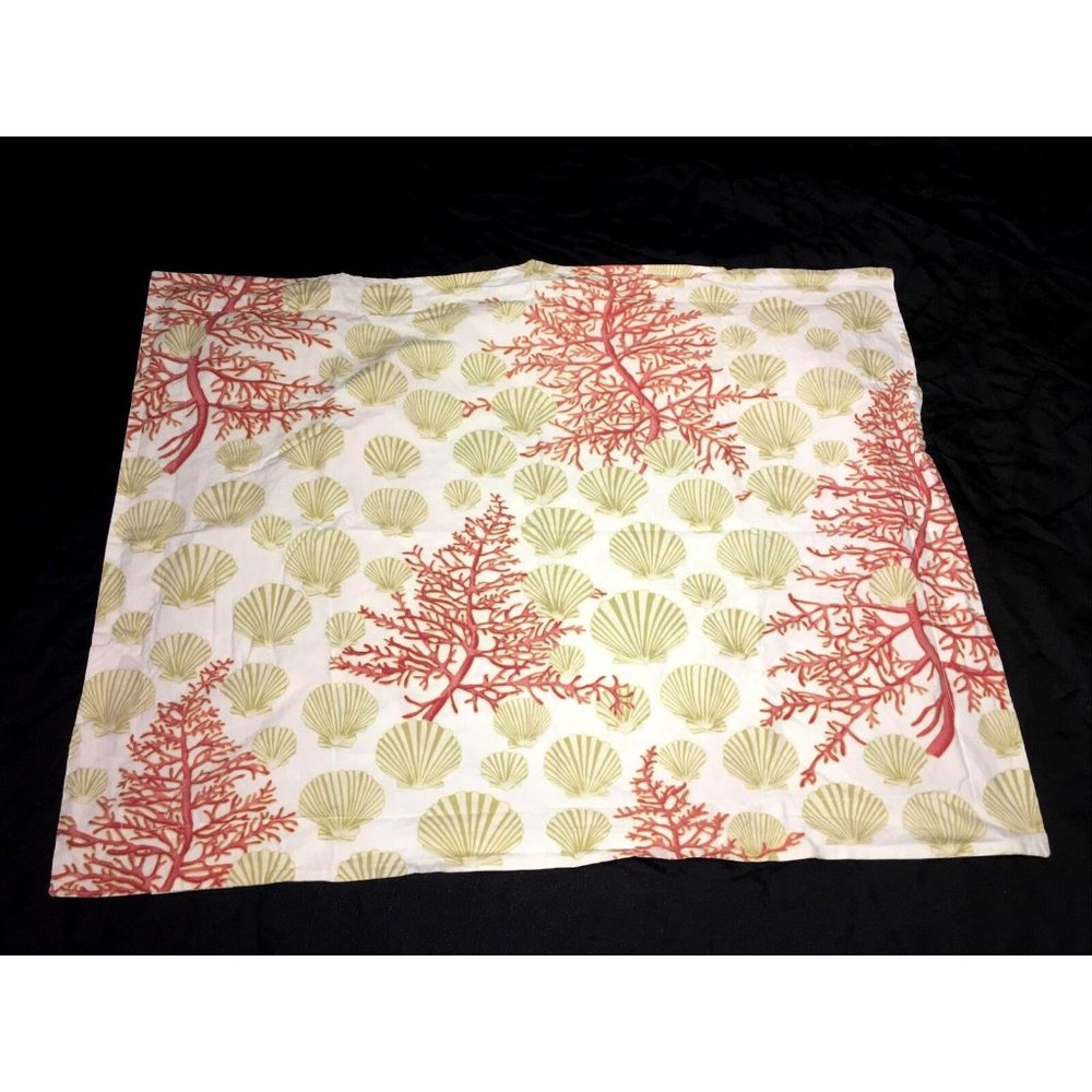 Pottery Barn Naturals Red Coral Standard Sham Reef Seashell Red Beige Sea Shells